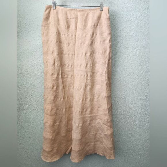 Soft surroundings linen maxi skirt coastal lined minimalist freestyle summer - Picture 1 of 11
